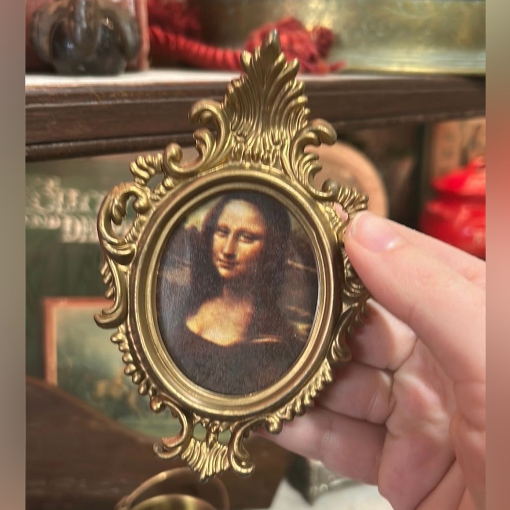Vintage Ornate Miniature Gold Framed Mona Lisa
